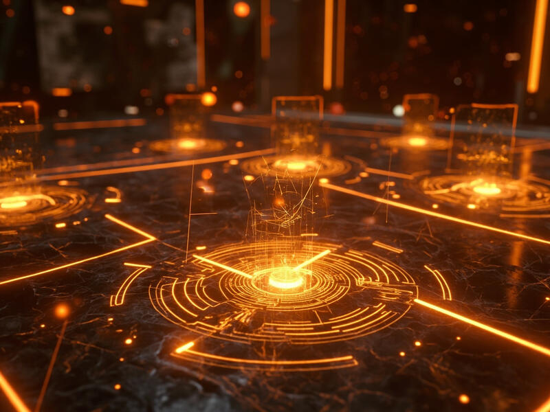 AI agent skill marketplace with holographic displays