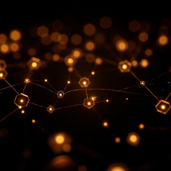 Abstract visualization of AI agent swarm network with interconnected nodes